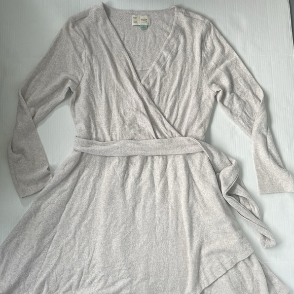 Anthropologie Saturday Sunday Cream Viscose Blend Cloud Fleece Wrap Dress XL - Picture 12 of 15